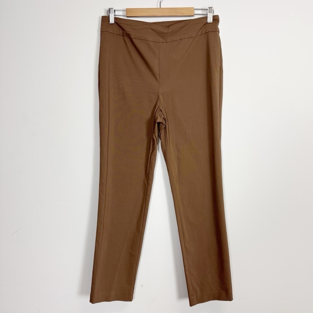 MarlaWynne Pants Womens 12 Tan Dark Khaki Pull On Stretch Office